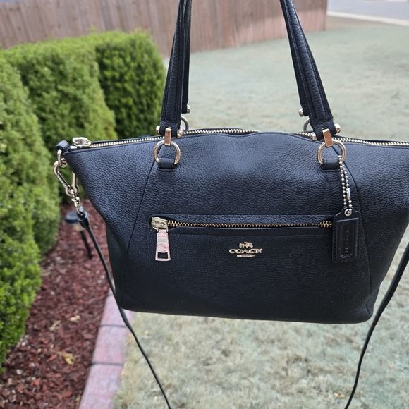 Coach Handbags - Coach Black Pebbled Leather Prairie Satchel Crossbody Handbag With Hang Tag